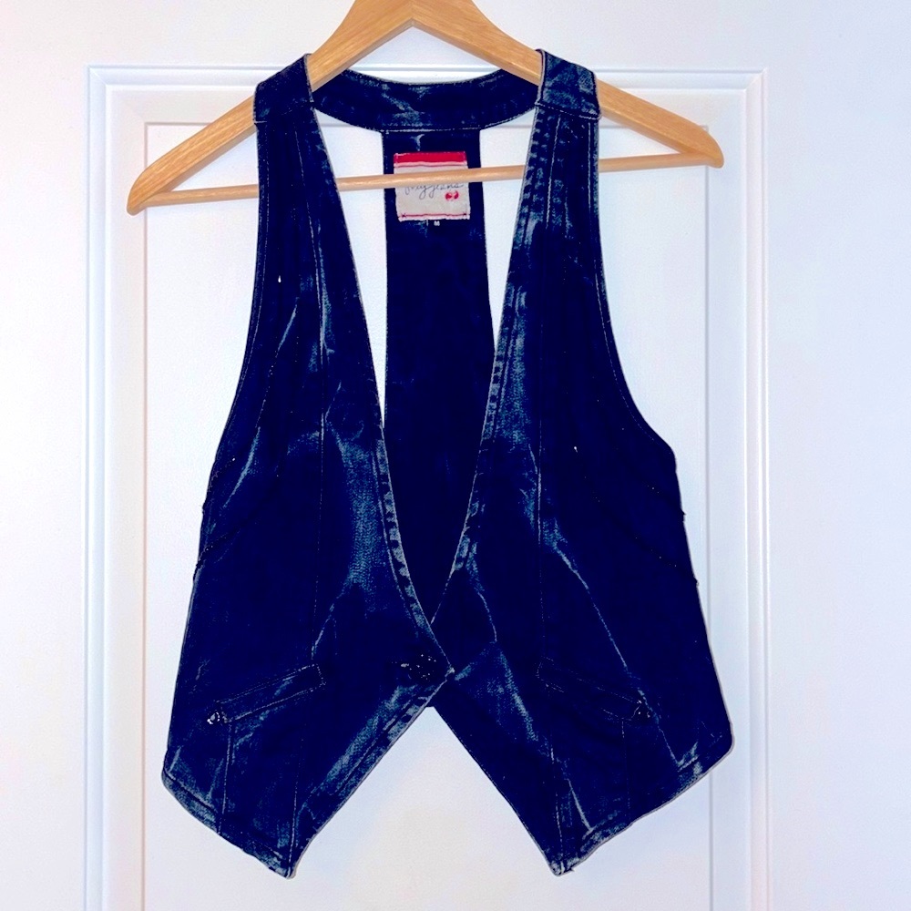 Dark Tie Dye Wash Denim Vest